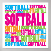 Colorful Softball Posters