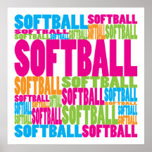 Colorful Softball Posters