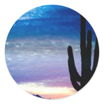 Colorful Southwest Desert Sunrise Round Sticker