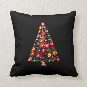 Colorful Sparkly Christmas Tree Throw Pillow