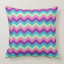 Colorful Sparkly Glitter Chevron Pattern Pillows