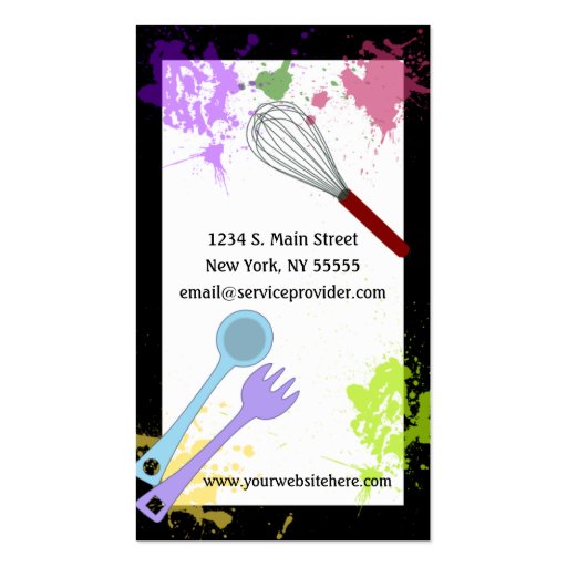 Colorful Splash Cooking Business Card (back side)