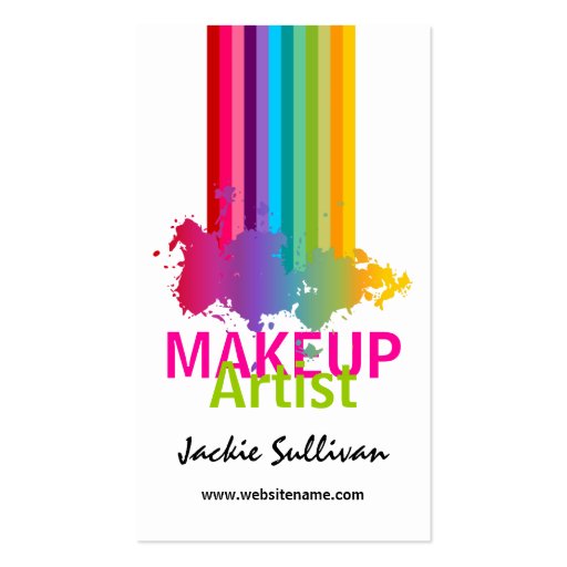 Colorful Splash Makeup Artist Business Cards (front side)