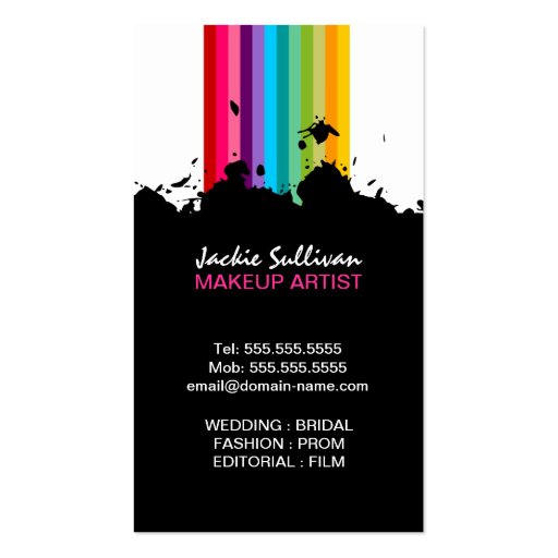 Colorful Splash Makeup Artist Business Cards (back side)