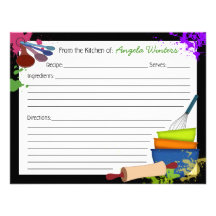Colorful Splash Recipe Card Custom Invites