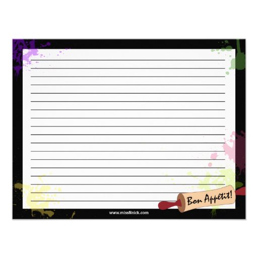 Colorful Splash Recipe Card Custom Invites