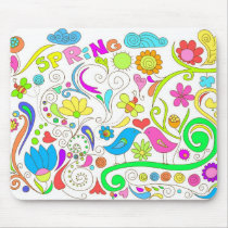 colorful spring doodle mousepads
