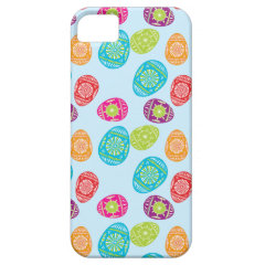 Colorful Spring Easter Eggs Pattern on Baby Blue iPhone 5 Cover
