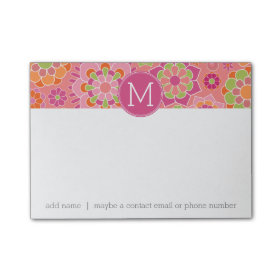 Colorful Spring Floral Pattern Custom Monogram Post-it® Notes