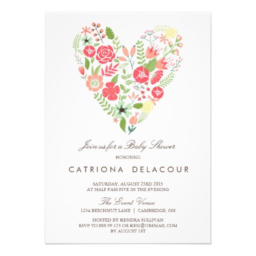 COLORFUL SPRING FLOWERS BABY SHOWER INVITATION