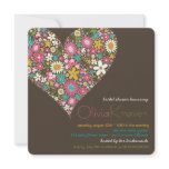 Colorful Spring Flowers Heart Bridal Shower Invite