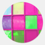 colorful squares round stickers