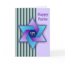 Colorful Star of David Happy Purim Card