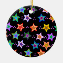 Colorful star pattern christmas tree ornaments
