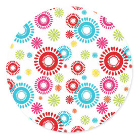 Colorful Stars Bold Bursts of Color Round Stickers