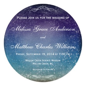 Colorful Stars in the Evening Sky Wedding 5.25x5.25 Square Paper Invitation Card