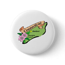 Colorful State of Connecticut Map Tees, Gifts buttons by GeographyTees Colorful State of Connecticut Map Tees, Gifts buttons