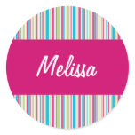Colorful Striped Personalized Seal Round Stickers