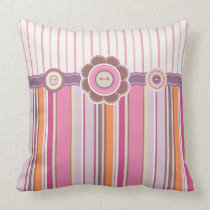 Colorful Stripes and Buttons Pink Patterns pillow pillows