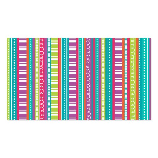 Colorful Stripes Babysitting Business Card (back side)