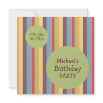 Colorful Stripes Birthday Party invitation by BluePlanet Colorful Stripes Birthday Party invitation