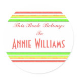 colorful stripes book plate stickers