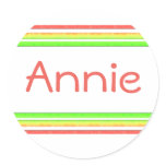 colorful stripes name tag stickers