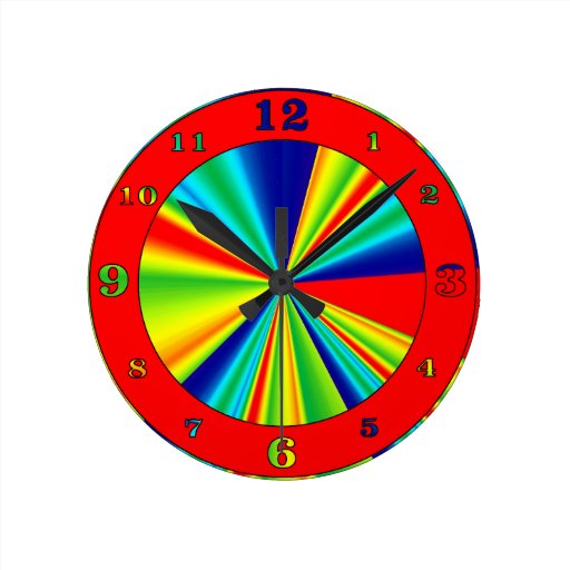 Colorful Stripes Pinwheel Round Clock Zazzle