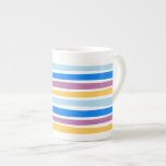 Colorful Strips Blue, Purple, Gold Bone China Mug