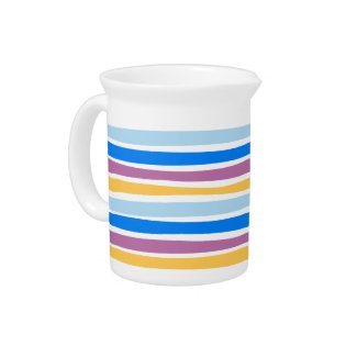 Colorful Strips Blue, Purple, Gold Ceramic Pitcher pitcher