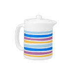 Colorful Strips Blue, Purple, Gold Teapot