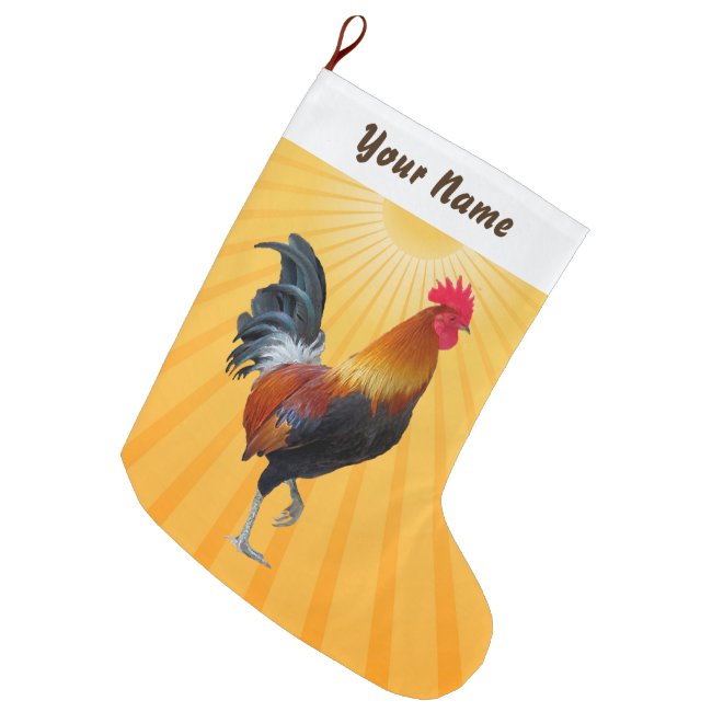 Colorful Strutting Rooster Christmas Stocking
