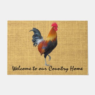 Colorful Strutting Rooster / Country Home Door Mat