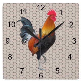 Colorful Strutting Rooster Design Wall Clock