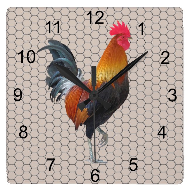 Colorful Strutting Rooster Design Wall Clock