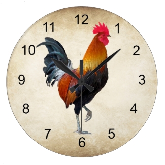 Colorful Strutting Rooster Design Wall Clock