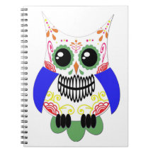 Colorful Sugar Skull Owl Notebook