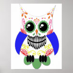 Colorful Sugar Skull Owl Poster