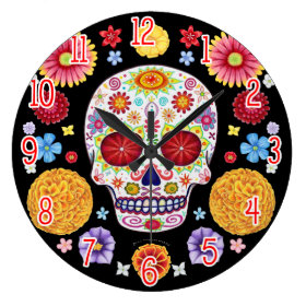 Colorful Sugar Skull Wall Clock - Day of the Dead
