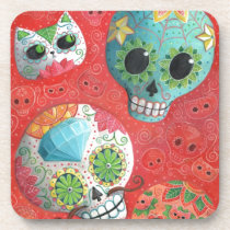 Colorful Sugar Skulls cork coasters