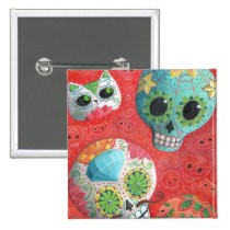 Colorful Sugar Skulls buttons