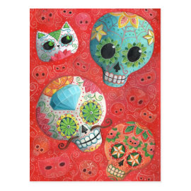 Colorful Sugar Skulls Post Card