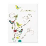 Colorful Summer Bird and Swirl Invitation Postcard