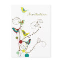 Colorful Summer Bird and Swirl Invitation Postcard