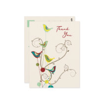 Colorful Summer Bird and Swirl Thank You Postcard by fat_fa_tin Colorful Summer Bird and Swirl Thank You Postcard