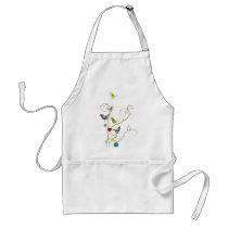 Colorful Summer Bird and Swirls Apron by fat_fa_tin Colorful Summer Bird and Swirls Apron