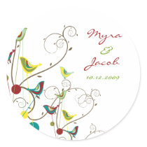 Colorful Summer Bird and Swirls Gift / Favors stickers by fat_fa_tin Colorful Summer Bird and Swirls Gift / Favors stickers