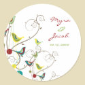 Colorful Summer Bird and Swirls Gift Label Sticker by fat_fa_tin Colorful Summer Bird and Swirls Gift Label Sticker