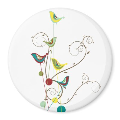 Colorful Summer Bird and Swirls Magnet by fat_fa_tin