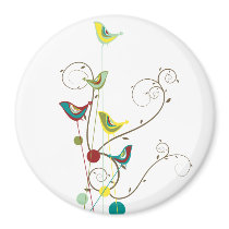 Colorful Summer Bird and Swirls Magnet